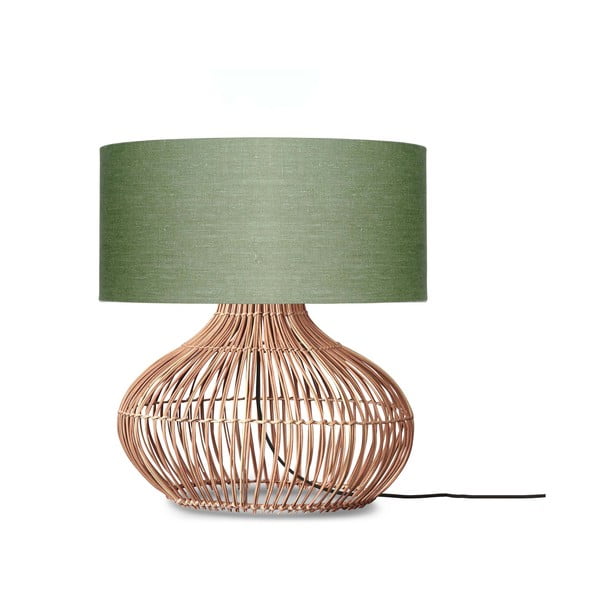 Zaļa/dabīga toņa galda lampa ar auduma abažūru (augstums 60 cm) Kalahari – Good&Mojo