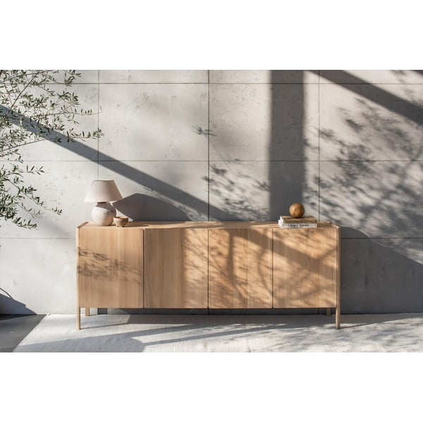 Dabīga toņa ozola masīvkoka kumode 220x85x42 cm Dvor – Gazzda-image-3