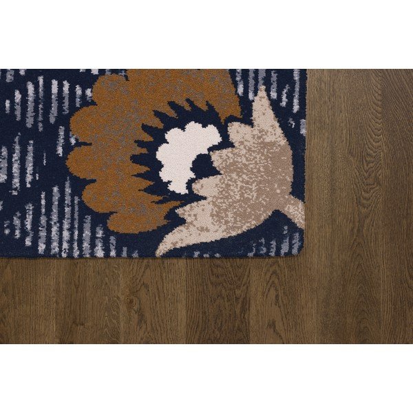Tumši zils vilnas paklājs 133x190 cm Chintz – Agnella-image-2