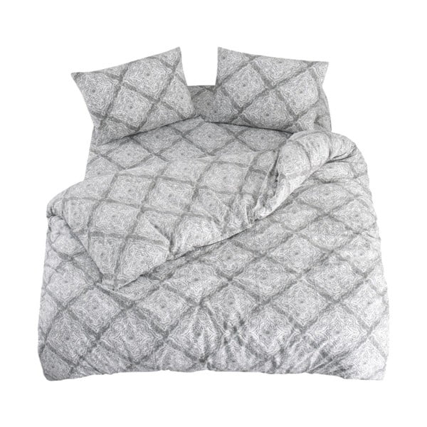 Pelēka divguļamā gultas veļa ar palagu 200x220 cm Geometric – Mila Home
