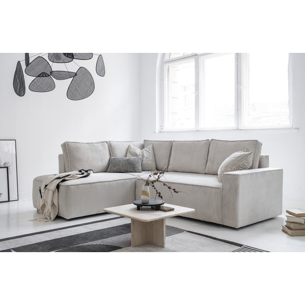 Balts velveta salokāms stūra dīvāns (ar kreiso stūri) Brave Dave – Miuform-image-3