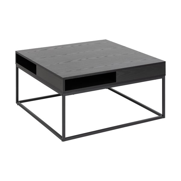 Melns žurnālgaldiņš ar oškoka imitācijas galda virsmu 80x80 cm Willford – Actona