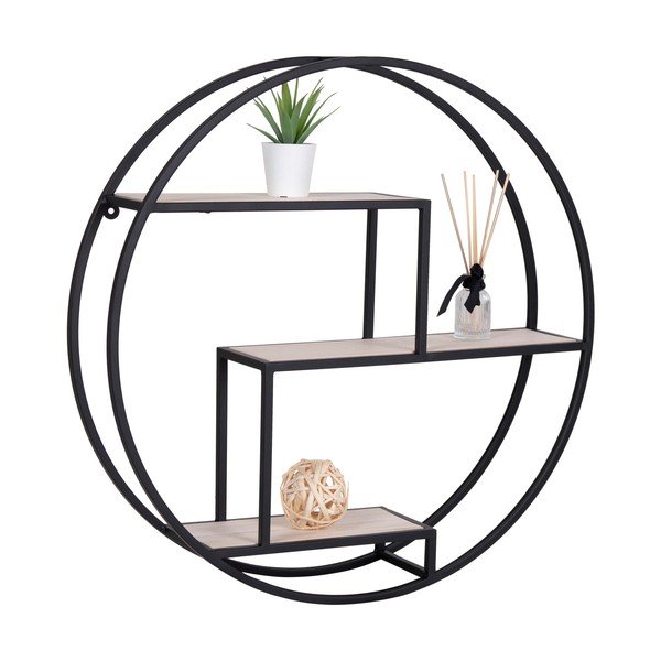 Melns/dabīga toņa daudzlīmeņu paulonijas masīvkoka sienas plaukts 62 cm Rotterdam – House Nordic-image-3