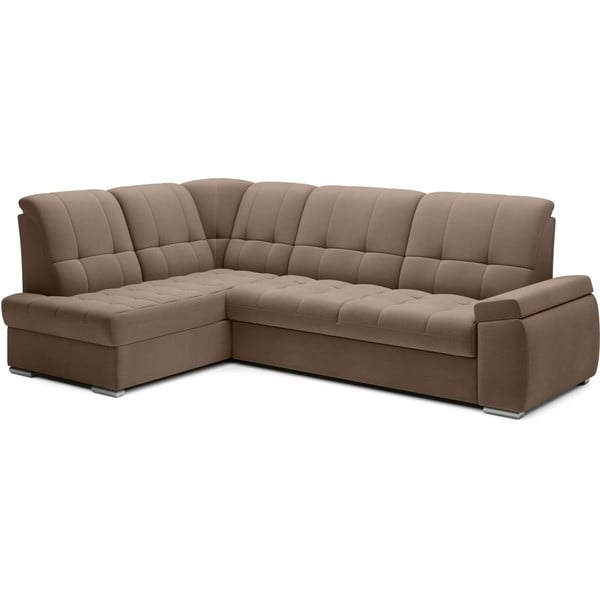 Brūns samta salokāms/ar uzglabāšanas vietu stūra dīvāns (ar kreiso stūri/L veida) Sado – ELTAP