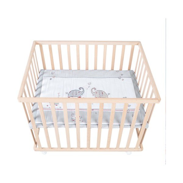 Dabīga toņa bērnu sētiņa ar riteņiem 100x75 cm Jumbo Twins – Roba-image-4