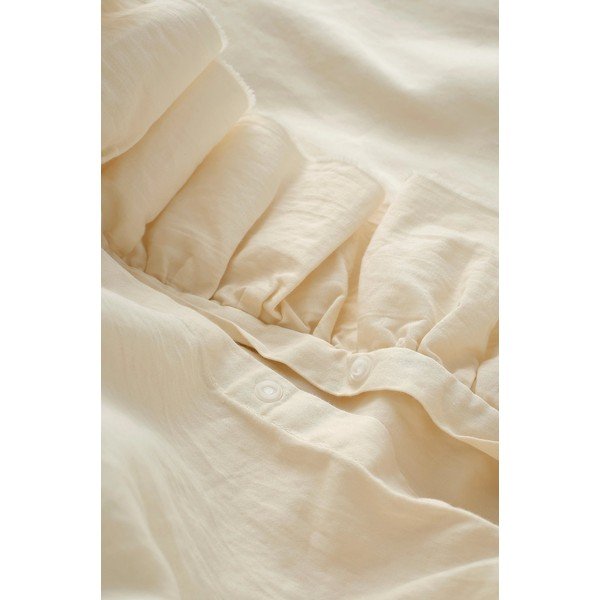 Krēmkrāsas vienguļamā gultas veļa no kokvilnas satīna 150x210 cm Gloria – Ellos Home-image-3