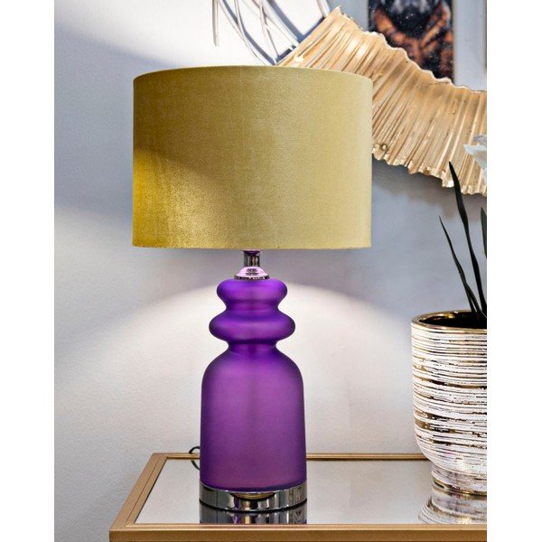 Dzeltena/violeta galda lampa ar auduma abažūru (augstums 57,5 cm) Milva Two – Mauro Ferretti-image-1