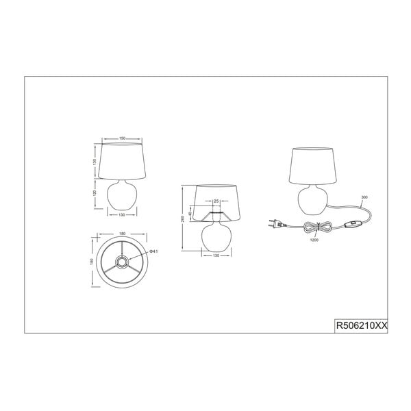 Melna keramikas un auduma galda lampa Reality Luxor, augstums 26 cm-image-2