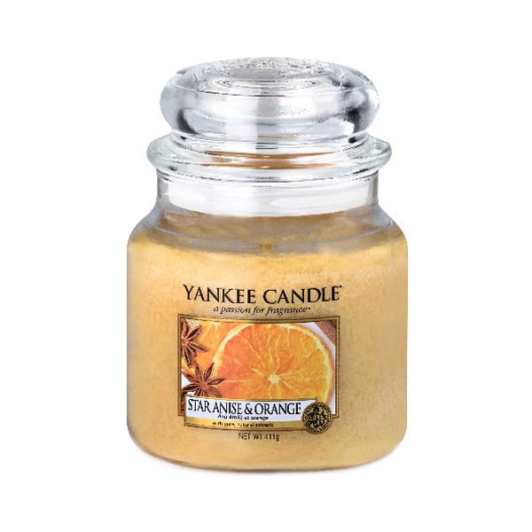 Aromatizēta svece Yankee Candle Anīss un apelsīns, degšanas laiks 65 - 90 stundas