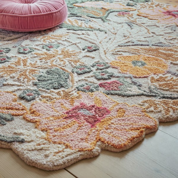 Gaiši rozā ar rokām darināts vilnas paklājs 120x170 cm Daphne Shaped Floral – Flair Rugs-image-2