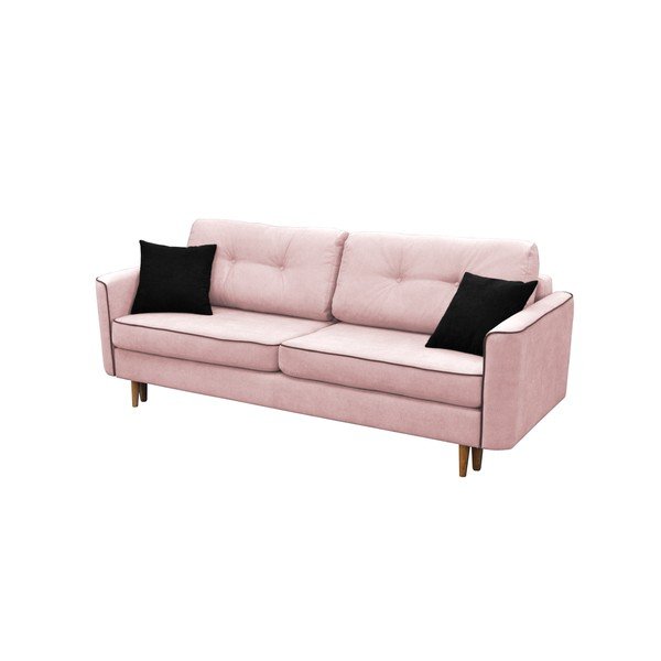 Rozā trīsvietīgs izlaižams dīvāns ar gaišām kājām Mazzini Sofas Ivy-image-1