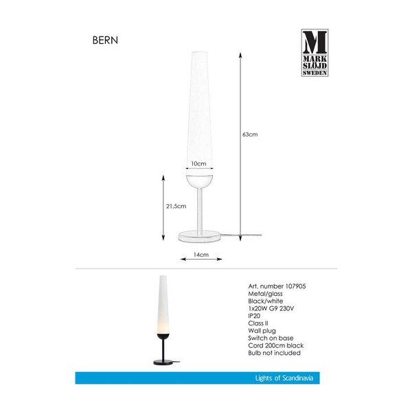 Galda lampa ar melnu pamatni Markslöjd Bern-image-2