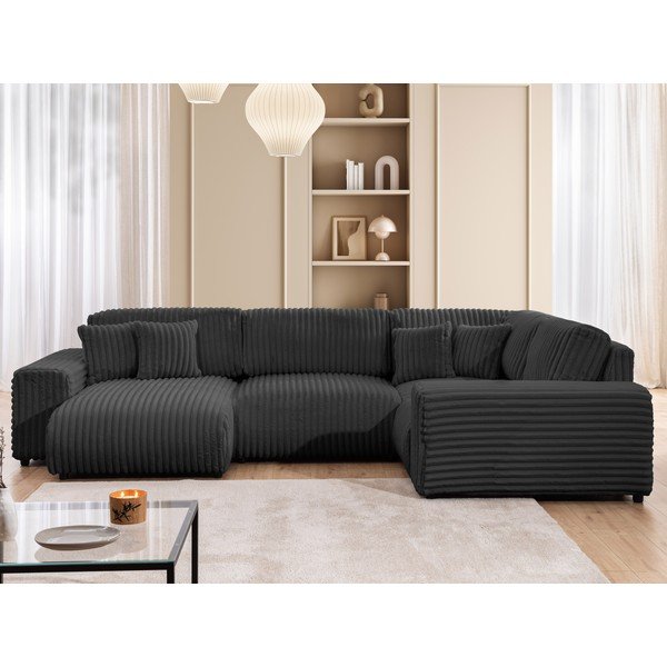 Tumši pelēks velveta stūra dīvāns (ar labo stūri/U veida) Justin – Ropez-image-1