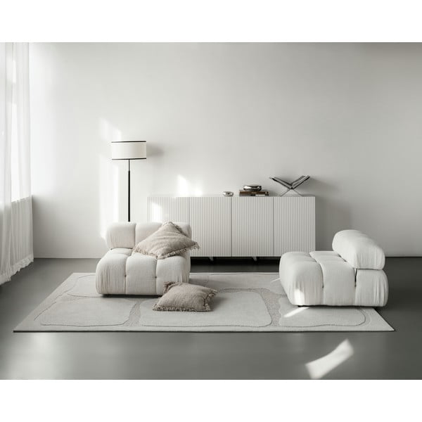 Gaiši pelēks vilnas paklājs 133x190 cm Morphic Organica – Agnella-image-2