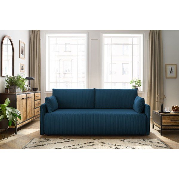 Tumši zils velveta salokāms dīvāns 211 cm Marcel – Bobochic Paris-image-1