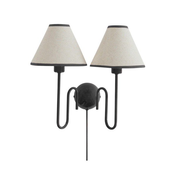Melna/bēša lina sienas lampa ar vadu Juliet – Jotex