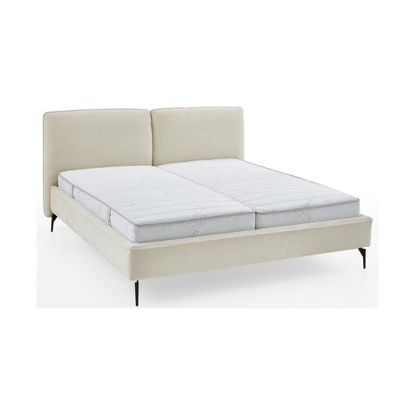 Ziloņkaula krāsas polsterēta divvietīga gulta bez režģa 160x200 cm Infinity – Meise Möbel