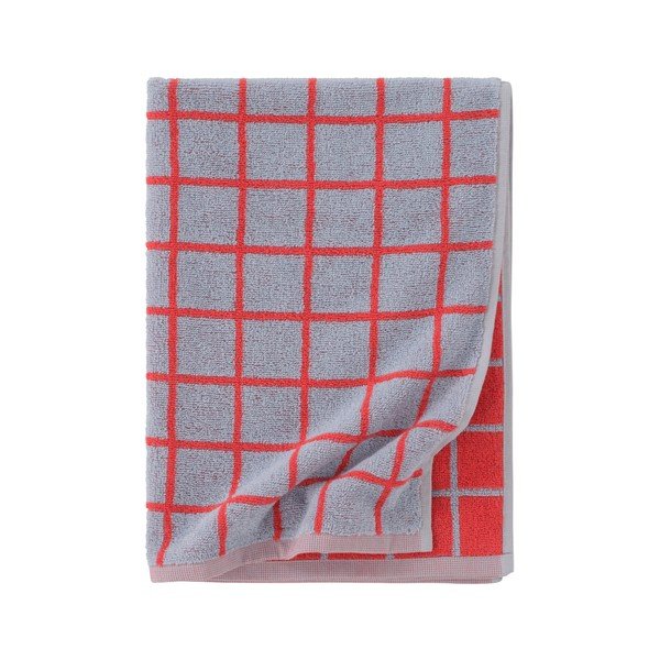 Sarkans/gaiši zils kokvilnas dvielis 50x70 cm Grid – Jotex