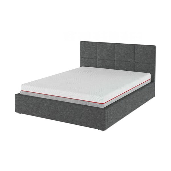 Antracīta pelēka polsterēta divvietīga gulta ar veļas kasti un redelēm 180x200 cm Bufo – MESONICA-image-2