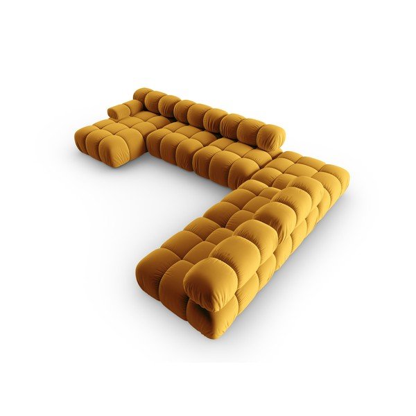 Dzeltens samta dīvāns 379 cm Bellis – Micadoni Home-image-4