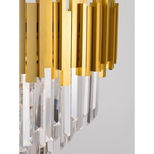 Zelta krāsas metāla piekaramā lampa ar kristāla abažūru ø 73 cm Grane – Nova Luce-image-1