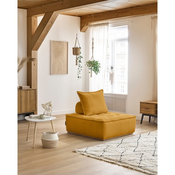 Sinepju dzeltens atpūtas krēsls no šenila auduma Elisa – Bobochic Paris-image-1