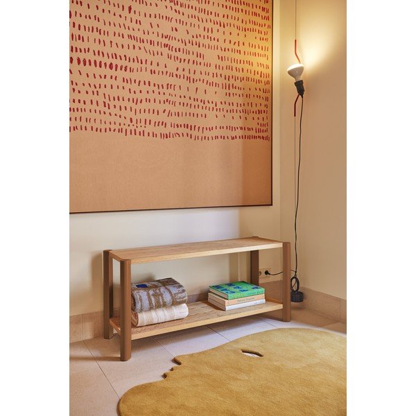 Ķieģeļu sarkans/gaiša dabīga toņa plaukts ar ozolkoka imitāciju 126x59x43 cm Bona – Teulat-image-1