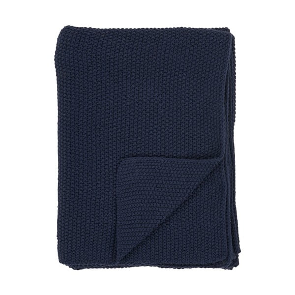 Tumši zils pleds no pārstrādātas kokvilnas 130x170 cm Santos – House Nordic