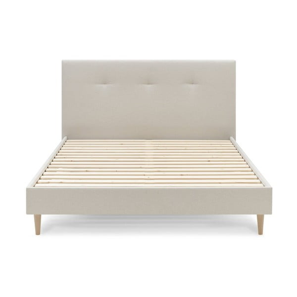 Bēša mīksta divguļamā gulta ar režģi 160x200 cm Tory – Bobochic Paris-image-1