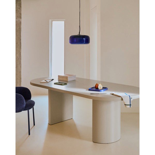 Tumši zila LED piekaramā lampa ar stikla abažūru ø 38 cm Reig – Kave Home-image-1