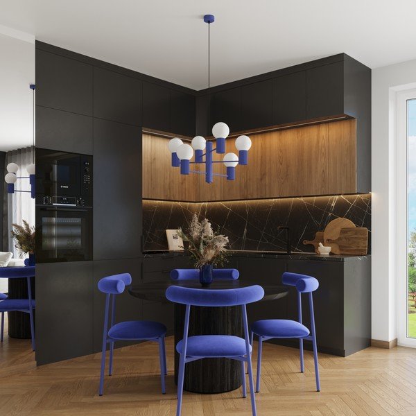 Zila piekaramā lampa ar stikla abažūru Orbital – Sollux-image-1