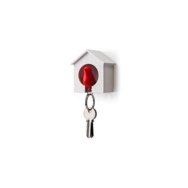 Balta atslēgu piekariņš ar sarkanu atslēgu piekariņu Qualy Sparrow