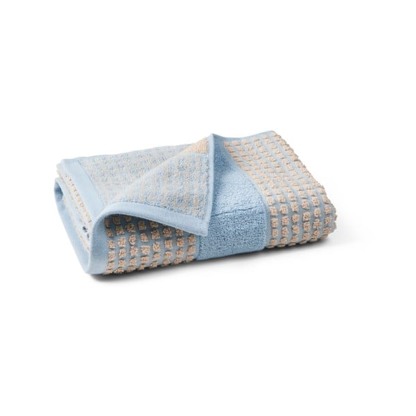 Gaiši zils/bēšs dvielis no organiskās kokvilnas  70x140 cm Check – JUNA-image-2