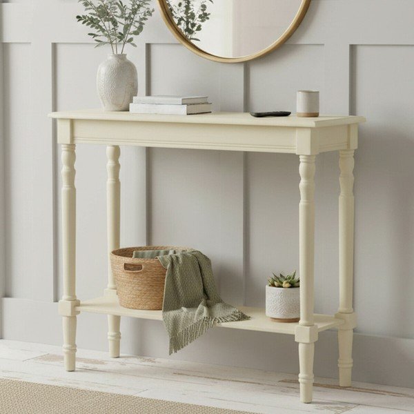 Ziloņkaula krāsas priedes masīvkoka konsoles galds 30x80 cm Heritage – Premier Housewares-image-1