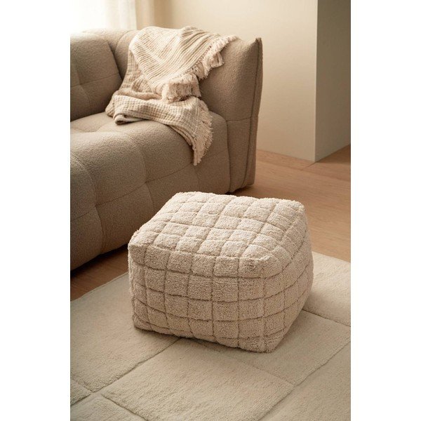 Krēmkrāsas pufs Check – Ellos Home-image-1