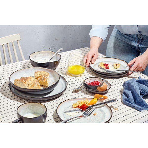 Melna/bēša akmensmasas krūze 420 ml Lunar – Salt&Pepper-image-4