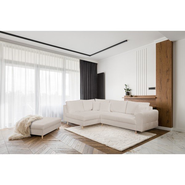 Bēšs pufs no buklē auduma Ariella – Ropez-image-1