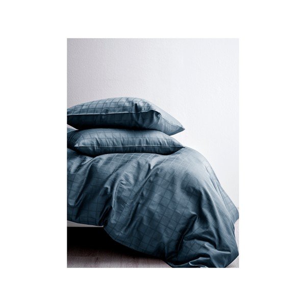 Tumši zila divguļamā damasta gultas veļa 200x220 cm Clear – Södahl-image-1