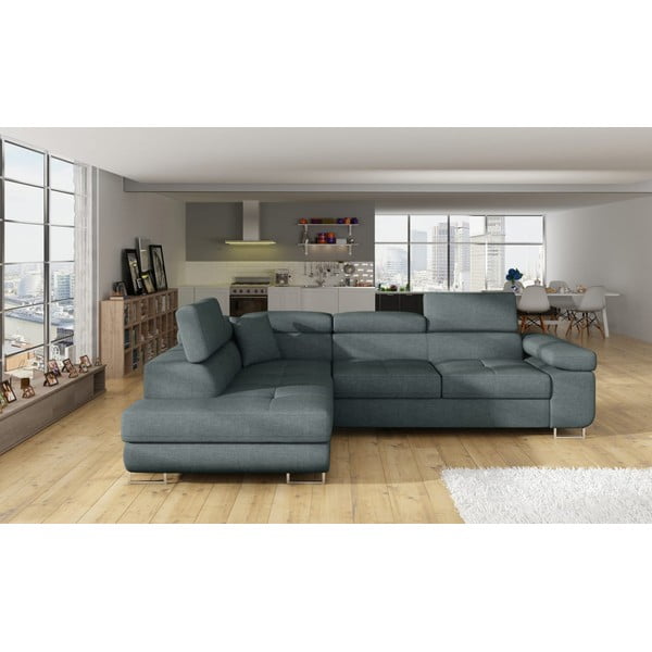 Zils salokāms/ar uzglabāšanas vietu stūra dīvāns (ar kreiso stūri/L veida) Anton – ELTAP-image-1