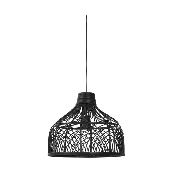 Melna griestu lampa ar rotangpalmas abažūru ø 42 cm Pocita – Light & Living