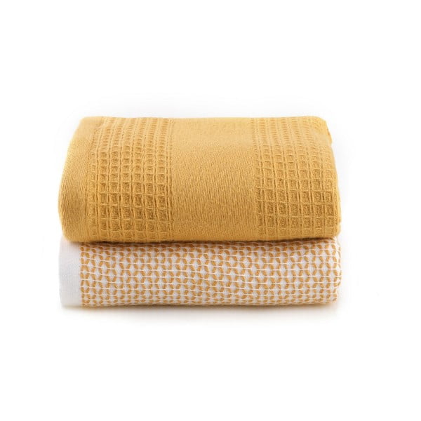 Dzelteni vafeļu dvieļi (2 gab.) 40x60 cm Betty – Foutastic-image-3