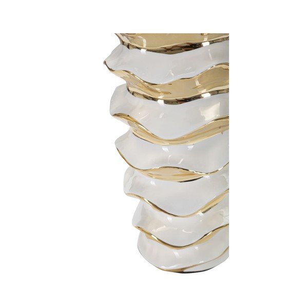 Balta/zelta krāsas keramikas galda lampa ar auduma abažūru (augstums 53 cm) Glam Space – Mauro Ferretti-image-2