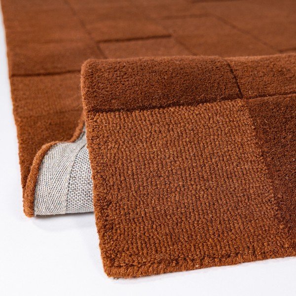Terakotas oranžs ar rokām darināts vilnas paklājs 120x170 cm Checkerboard – Flair Rugs-image-3