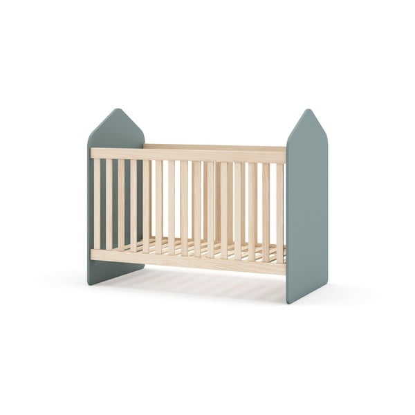 Dabīga toņa/dūmakaini zaļa bērnu gultiņa ar priedes koka imitāciju 60x120 cm Estefania – Marckeric-image-3