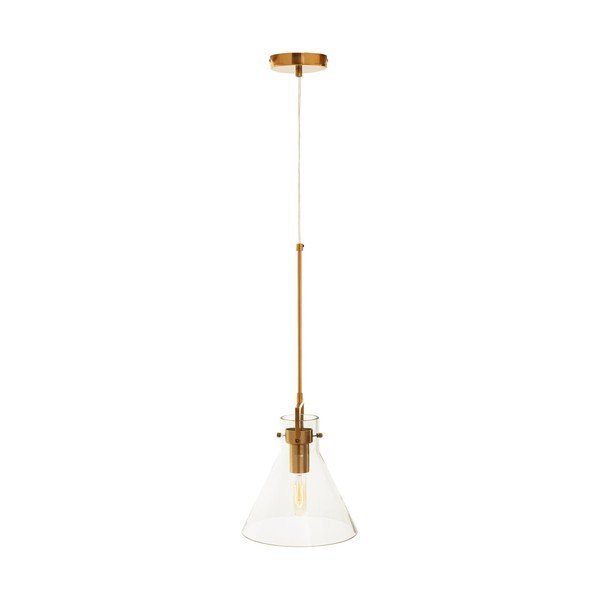 Zelta krāsas metāla piekaramā lampa ar stikla abažūru ø 25 cm Trieste – Premier Housewares-image-2