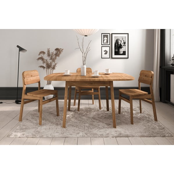 Dabīga toņa ozola masīvkoka izvelkams ēdamgalds 100x160 cm Twig – The Beds-image-4