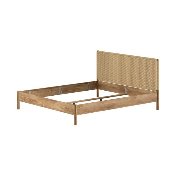 Dabīga toņa ozola masīvkoka divvietīga gulta bez režģa 180x200 cm Olive Rope – Vipack-image-2