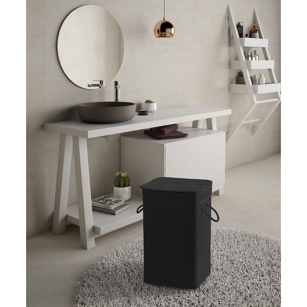 Melns bambusa veļas grozs Gedy Tatami – Sapho-image-1