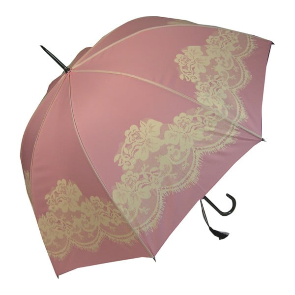 Rozā Vintage plikais lietussargs, ⌀ 95 cm
