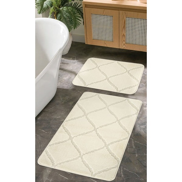 Krēmkrāsas vannas istabas paklājiņi (2 gab.) 50x80 cm Cizgili – Foutastic-image-1